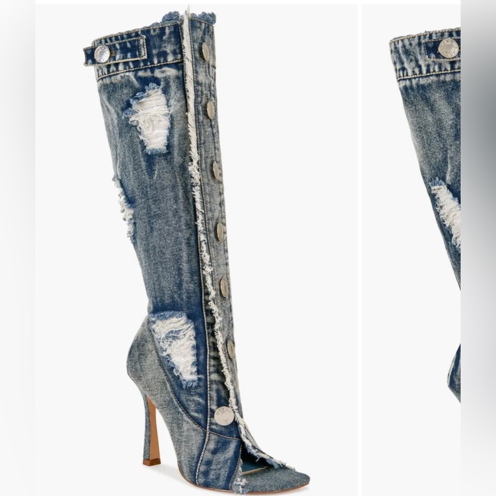 Distressed Denim High-Waisted Jeans